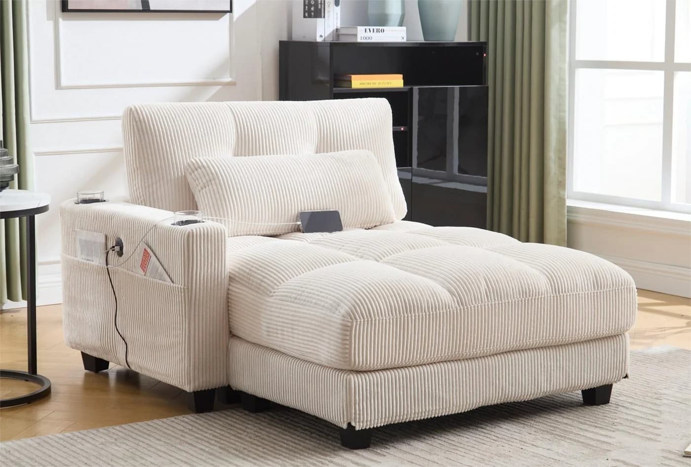 LVHOM Polsterliege Ottomane Beige Modular mit USB-Anschluss - Bild 2