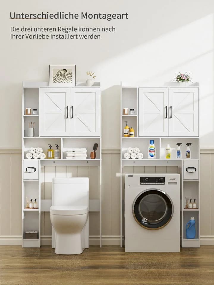 FiveWillowise Badkommode Badezimmerregal mit Schrank Weiß - Bild 4