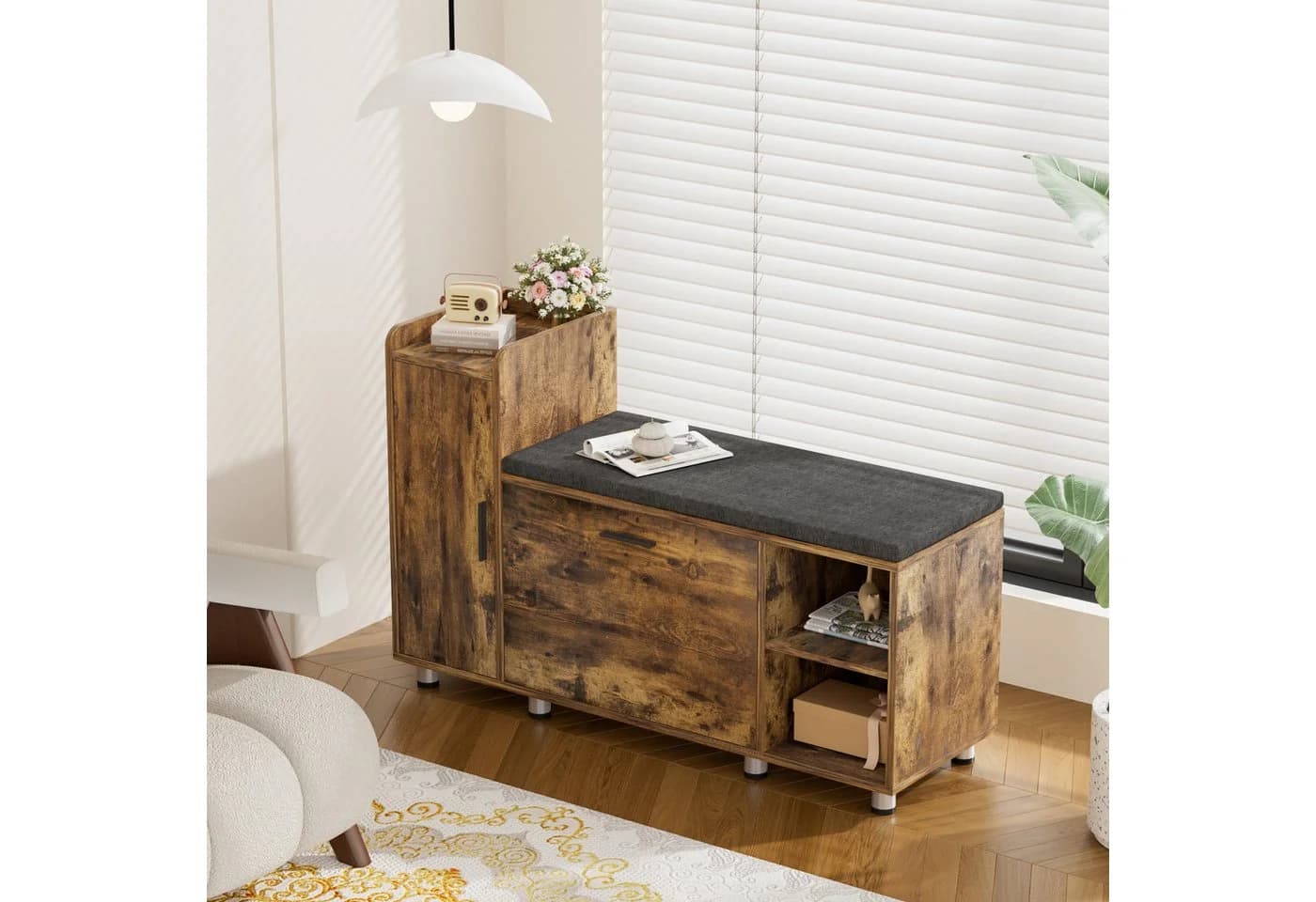 FiveWillowise Schuhschrank mit Sitzfläche Braun - Bild 5
