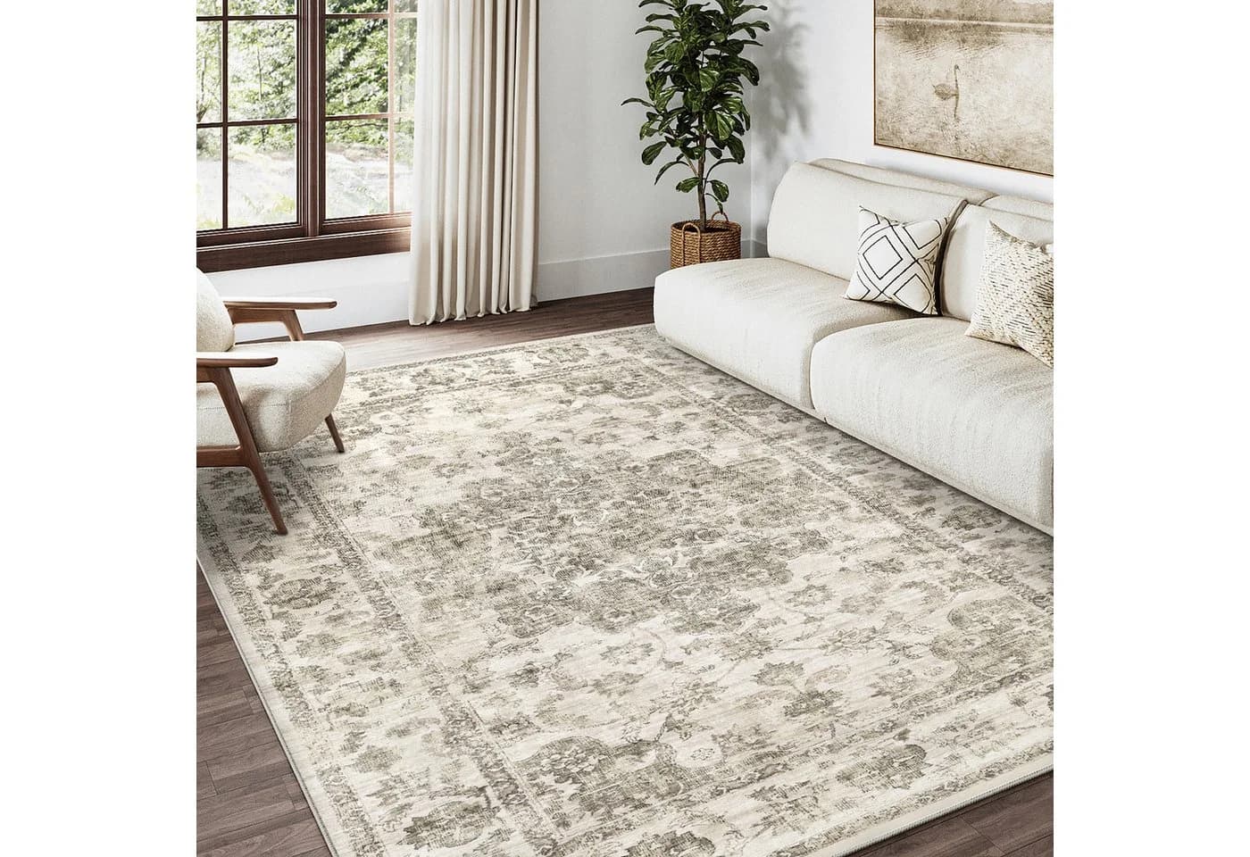 PURECOZY Vintage Teppich Wohnzimmer 80x150cm