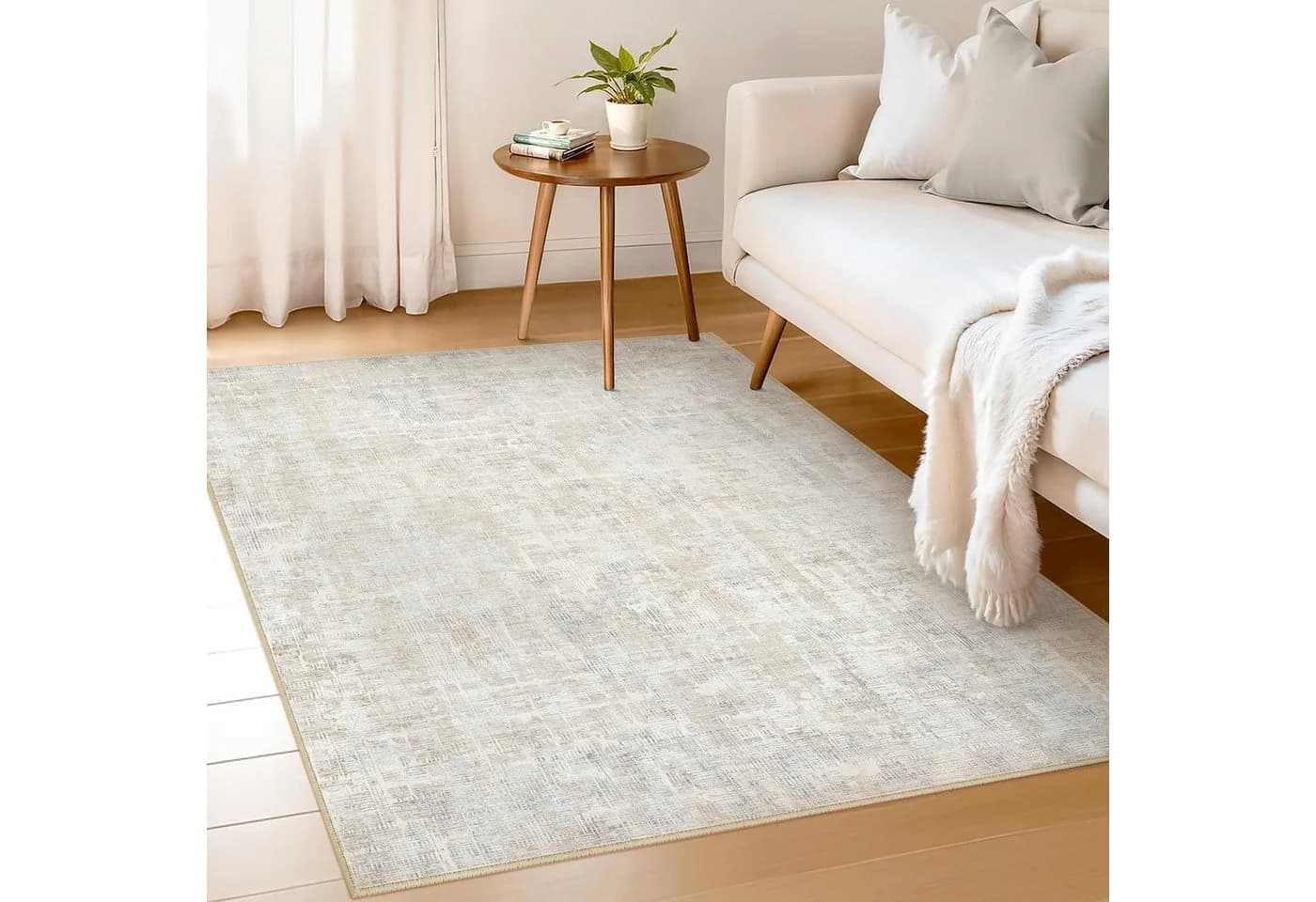 PURECOZY Teppich Beige Kurzflor Rutschfest Modern - Bild 3