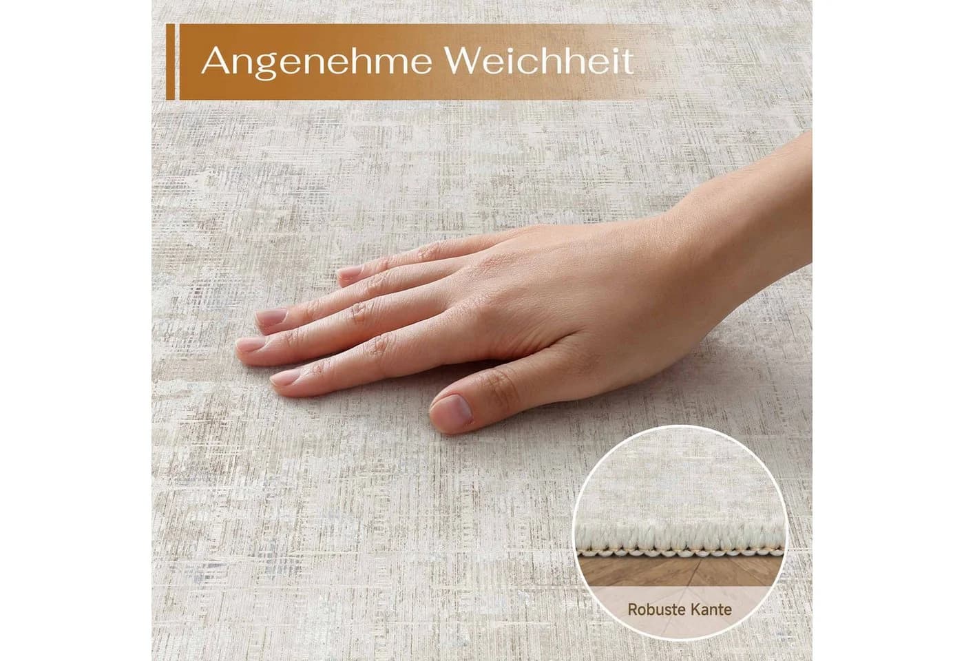 PURECOZY Teppich Beige Kurzflor Rutschfest Modern - Bild 5