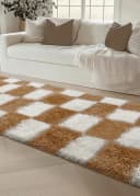 PURECOZY Hochflor-Teppich Mikrofaser Braun-Weiß Bild 1
