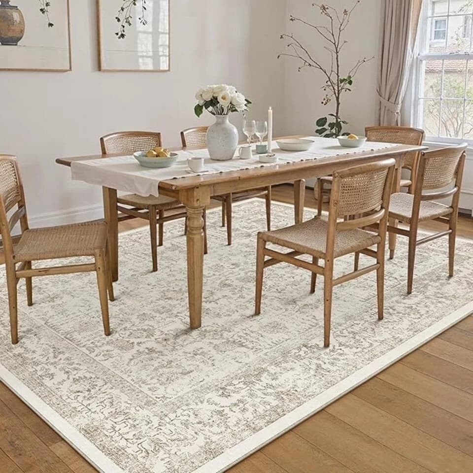 PURECOZY Teppich kurzflor Vintage Braun rutschfest