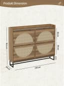 FiveWillowise Schuhschrank 4 Klapptüren Rattan Natur Bild 1