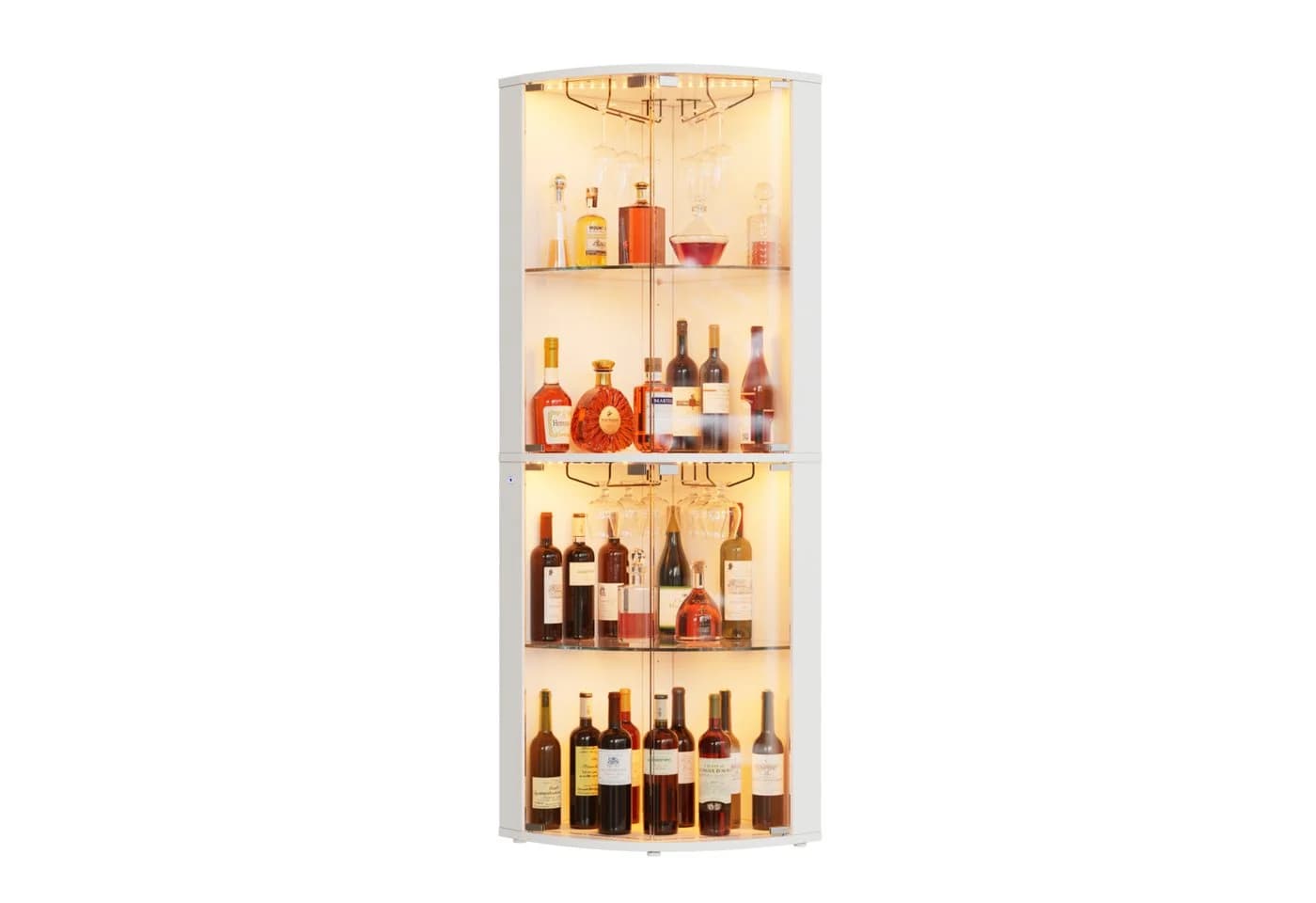 PEALOV Glasvitrine Eckbar mit LED & Glashalter Weiß - Bild 3