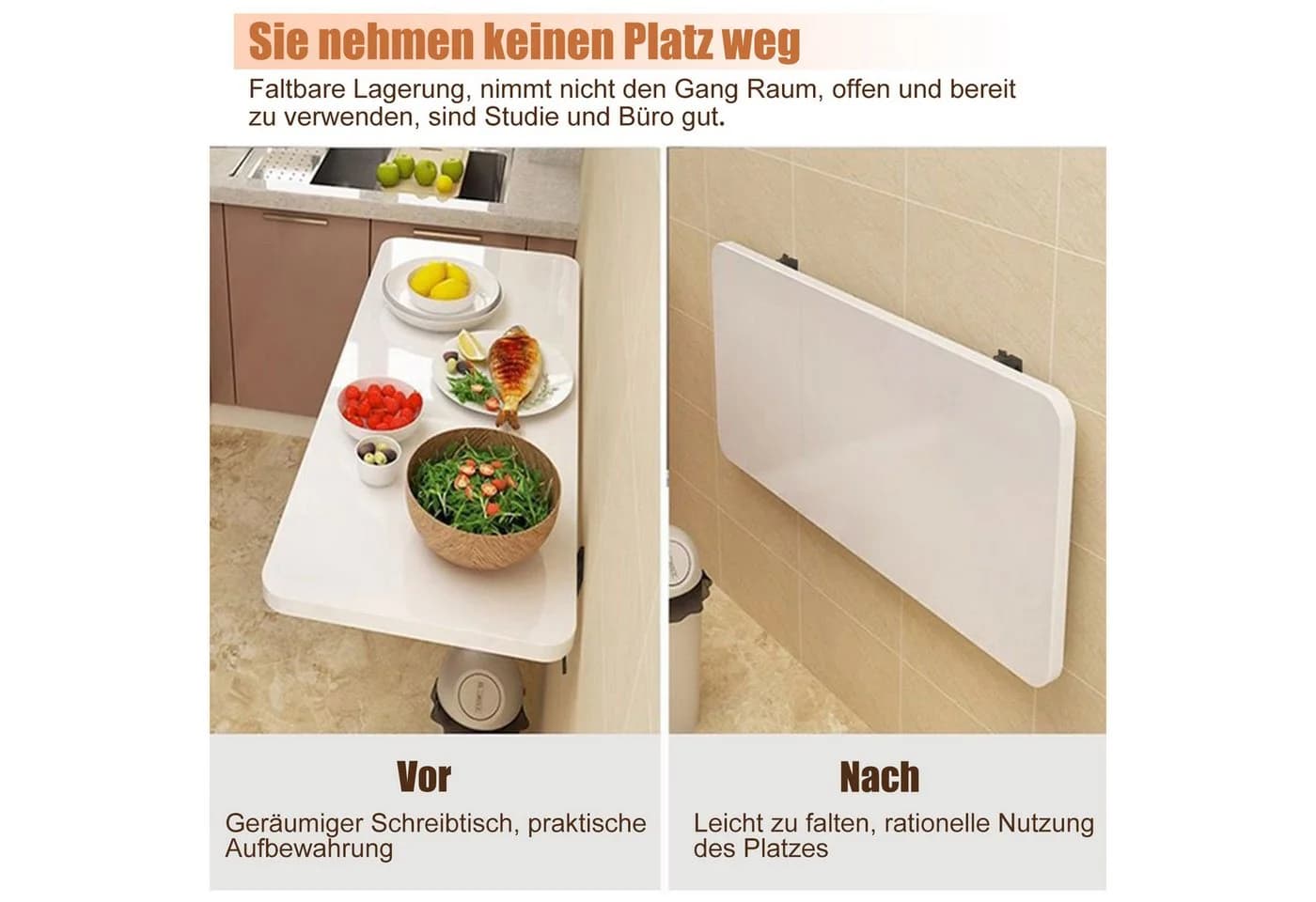 PEALOV Wandklapptisch Weiß Platzsparend - Bild 5