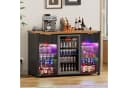 PEALOV Barschrank 3-in-1 mit LED, Weinregal & Steckdosen Schwarz-Braun Bild 2