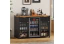 PEALOV Barschrank 3-in-1 mit LED, Weinregal & Steckdosen Schwarz-Braun Bild 5