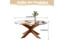 PEALOV Runder Couchtisch Glasplatte X-Struktur-Design Bild 1