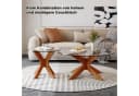 PEALOV Runder Couchtisch Glasplatte X-Struktur-Design Bild 5