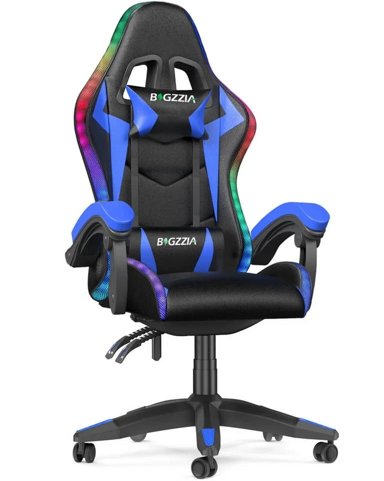 Gywowken Gaming-Stuhl mit LED - Ergonomisch - 90-155° Rückenlehne - Blau - Bild 2