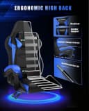 Gywowken Gaming-Stuhl mit LED - Ergonomisch - 90-155° Rückenlehne - Blau Bild 5
