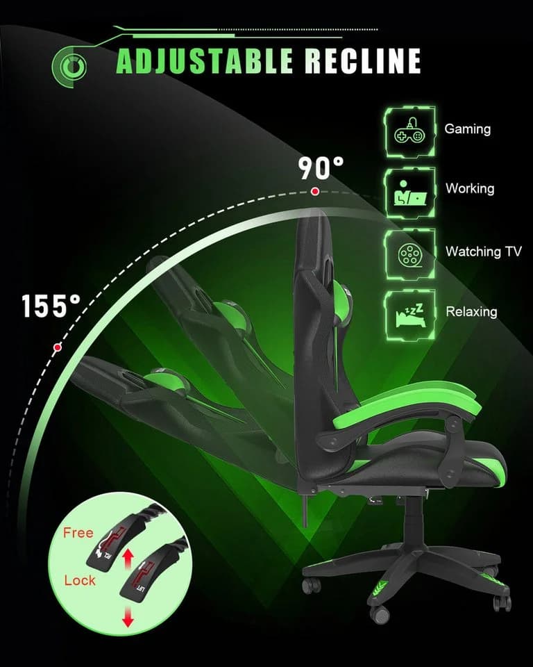 Gywowken Gaming-Stuhl mit LED Grün Ergonomisch - Bild 4