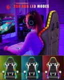 Gywowken Gaming-Stuhl mit LED RGB Beleuchtung Ergonomisch 90-155° Neigung Weiß Bild 3