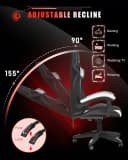 Gywowken Gaming-Stuhl mit LED RGB Beleuchtung Ergonomisch 90-155° Neigung Weiß Bild 4