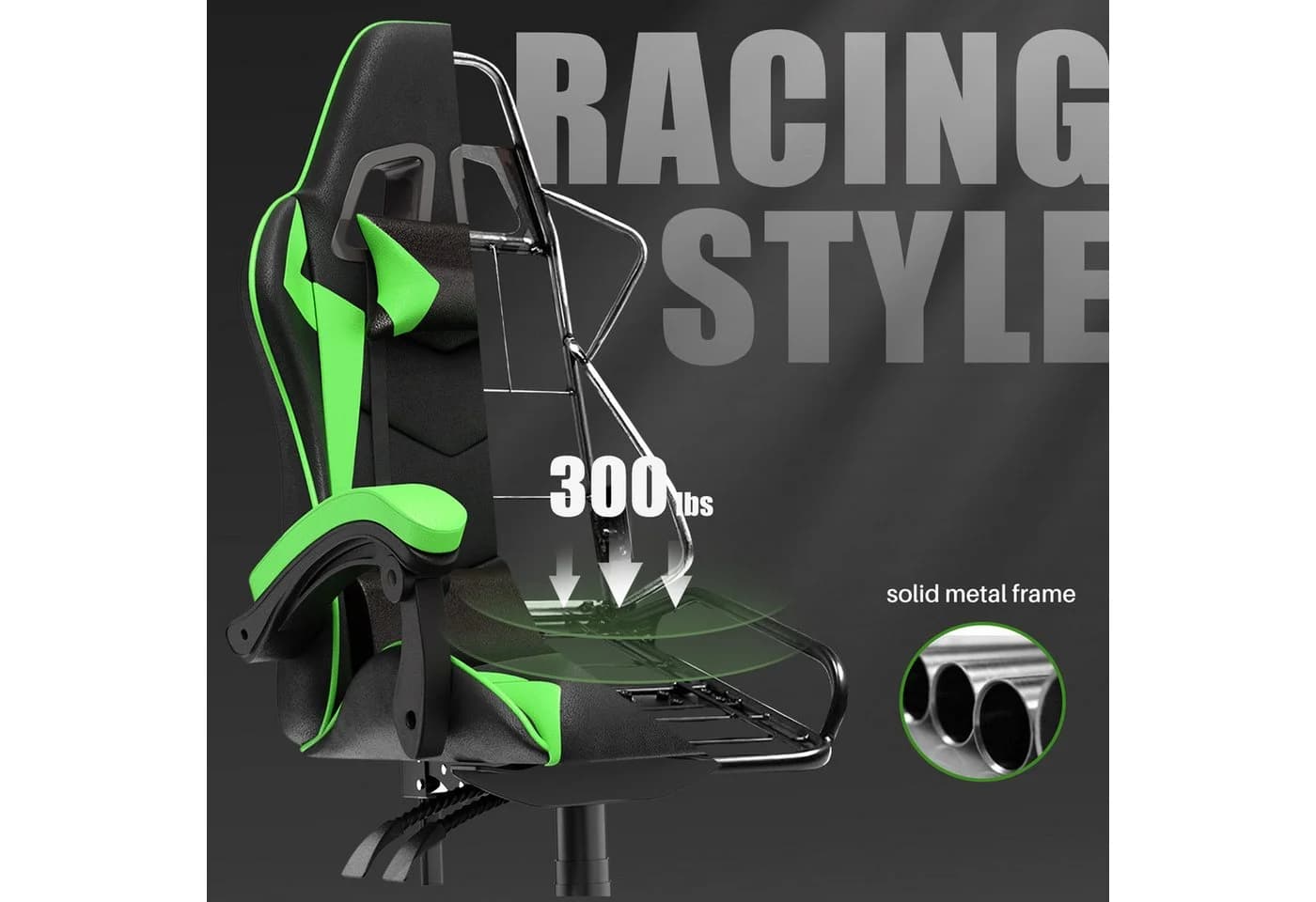 Gywowken Gaming-Stuhl Grün Ergonomisch mit Lendenkissen - Bild 4