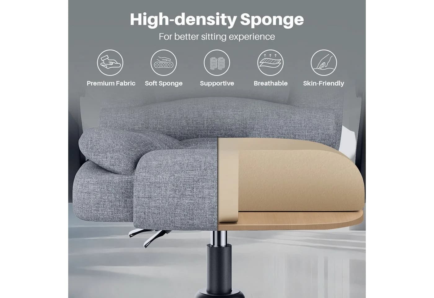 Gywowken Drehstuhl Grau Ergonomisch mit Fußstütze & 130° Neigung - Bild 5