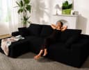 Patbrela Ecksofa L-Form Vierersofa Samt grau mit Liegefläche Bild 2