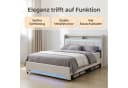 Patbrela Polsterbett Beige mit LED, Steckdose & 4 Schubladen Bild 1