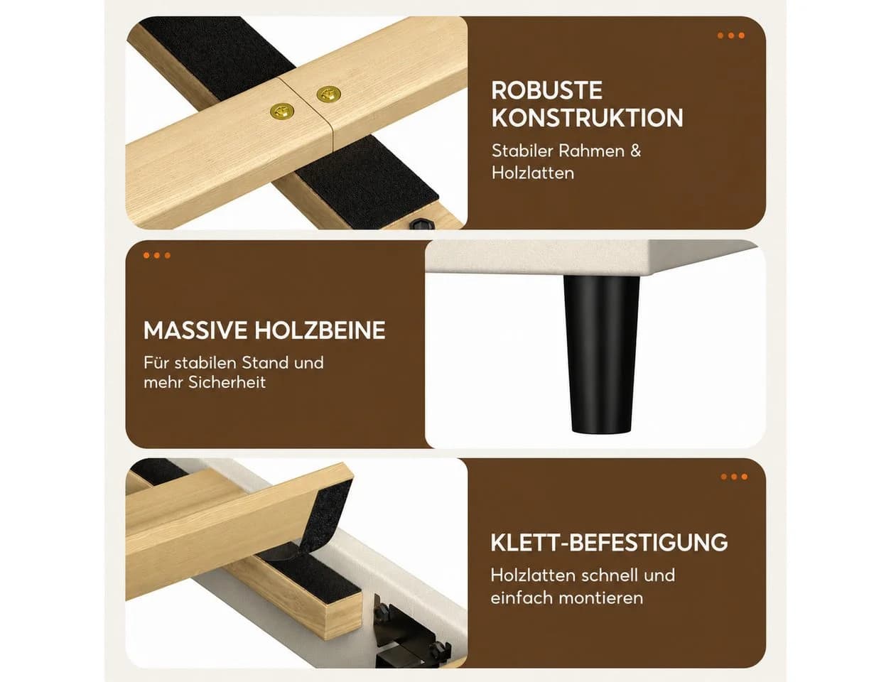 Patbrela Polsterbett Beige Samt 3-fach höhenverstellbar - Bild 5