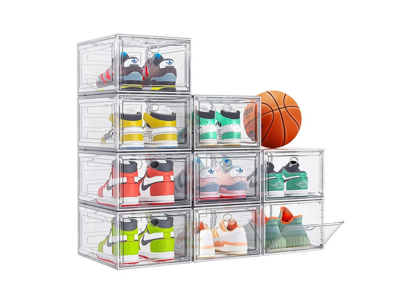 POPOLIC Schuhkiste 9er-Set Stapelbar Transparent Kunststoff - Bild 2