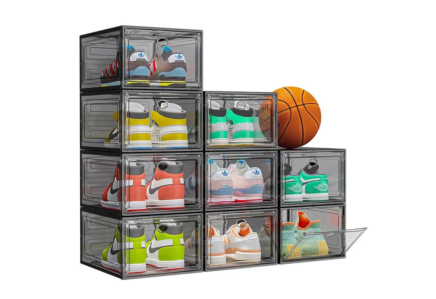 POPOLIC Schuhkiste 9er-Set Transparent Stapelbar Hartplastik - Bild 2