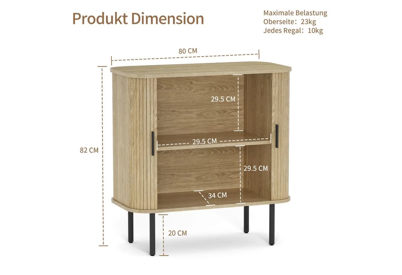 FiveWillowise Sideboard Vielfältiger Aufbewahrungsschrank, Küchenschrank mit 2 Schiebetüren