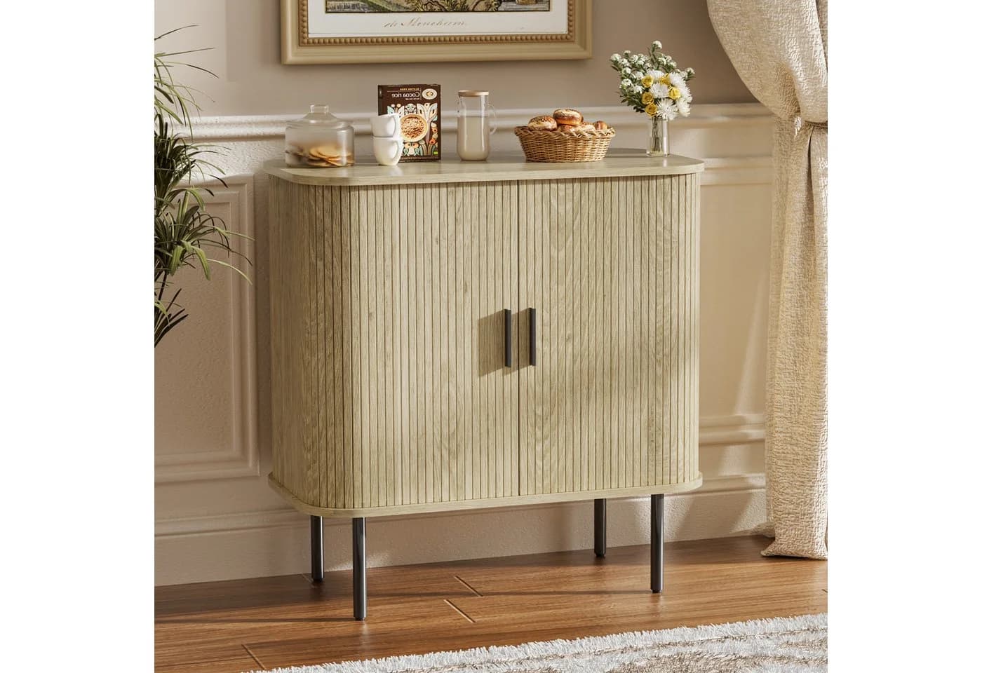 FiveWillowise Sideboard Vielfältiger Aufbewahrungsschrank, Küchenschrank mit 2 Schiebetüren - Bild 4