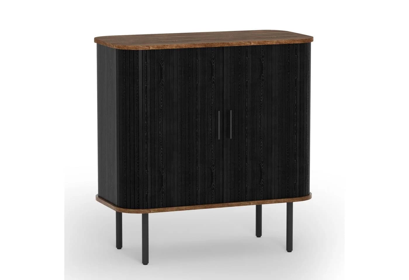 FiveWillowise Sideboard Schwarz/Natur Mid-Century Rollladen - Bild 2