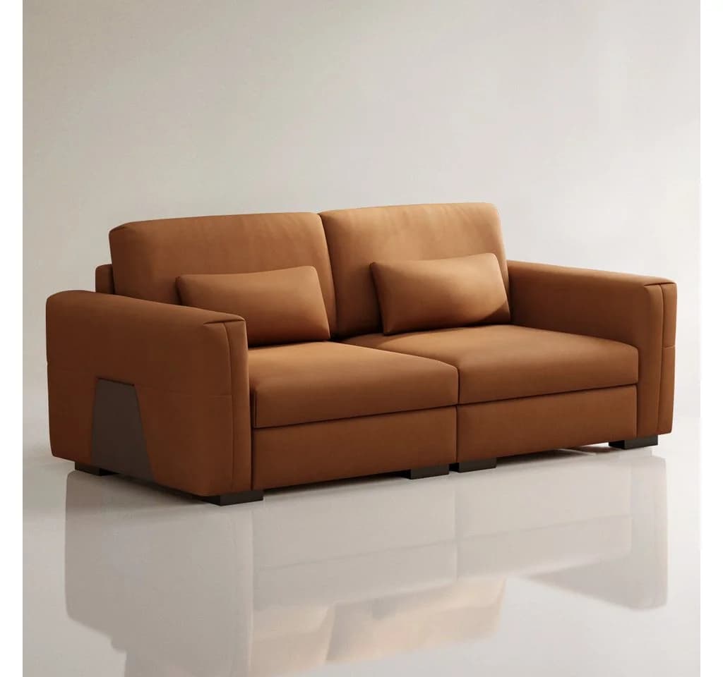 oleyluckidea Big-Sofa 3-Sitzer Lederoptik Weich Gepolstert Mit Armlehnen Modern - Bild 3
