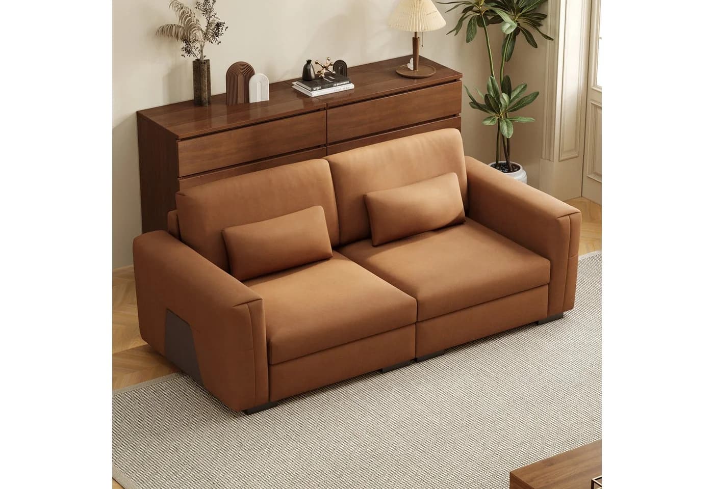oleyluckidea Big-Sofa 3-Sitzer Lederoptik Weich Gepolstert Mit Armlehnen Modern - Bild 4