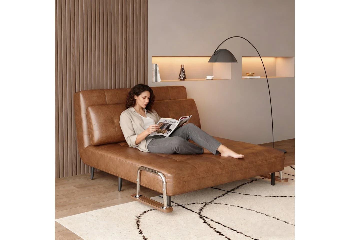 oleyluckidea Schlafsofa Modernes Sofa mit Schlaffunktion und Metallfüßen - Bild 3
