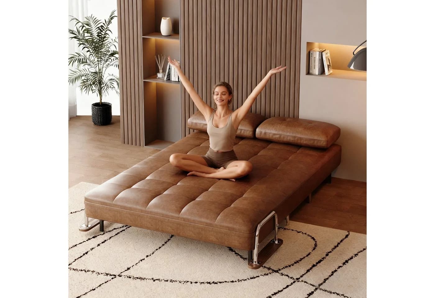 oleyluckidea Schlafsofa Modernes Sofa mit Schlaffunktion und Metallfüßen - Bild 4