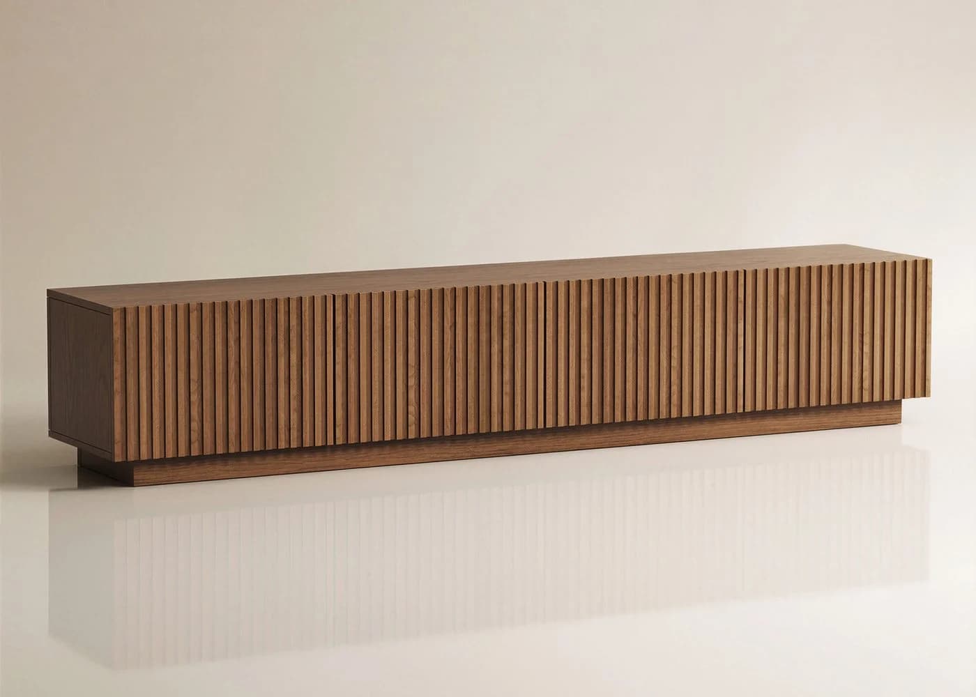 oleyluckidea TV-Schrank TV Board mit Lamellentüren Braun - Bild 2