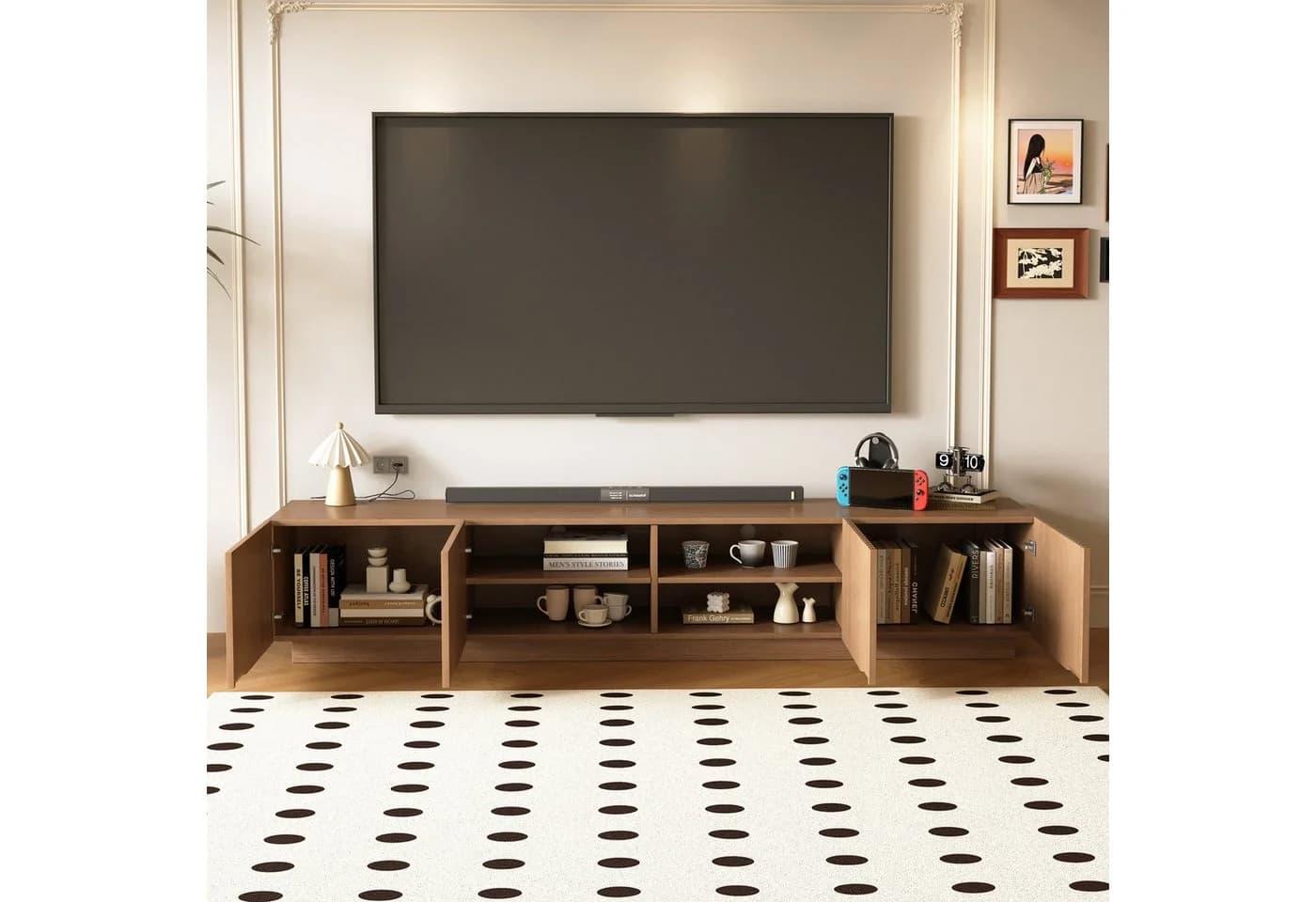 oleyluckidea TV-Schrank TV Board mit Lamellentüren Braun - Bild 4
