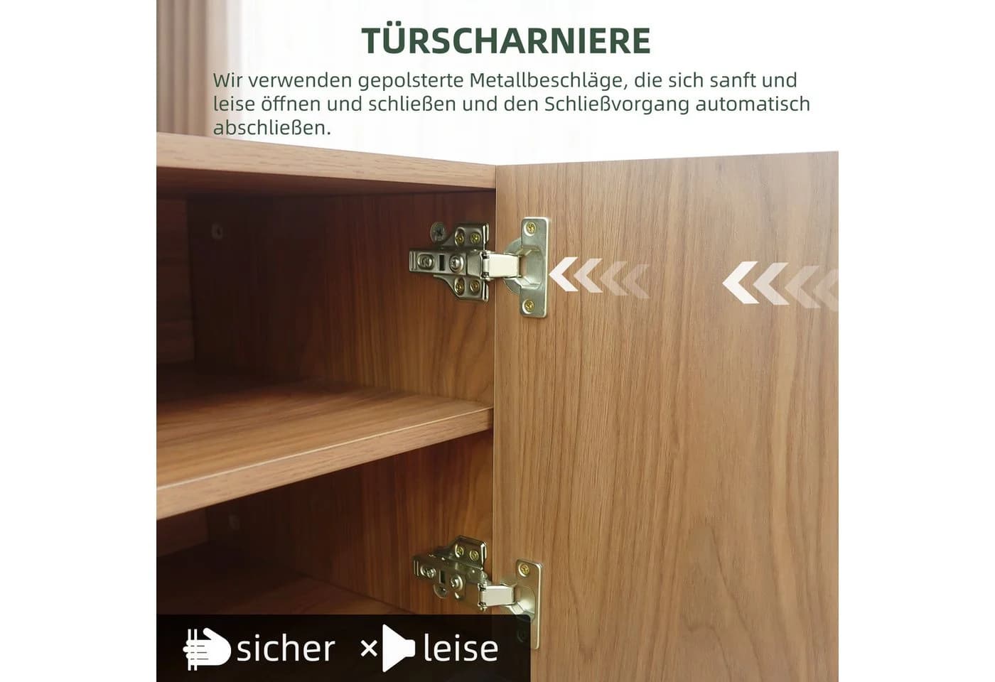oleyluckidea TV-Schrank TV Board mit Lamellentüren Braun - Bild 5