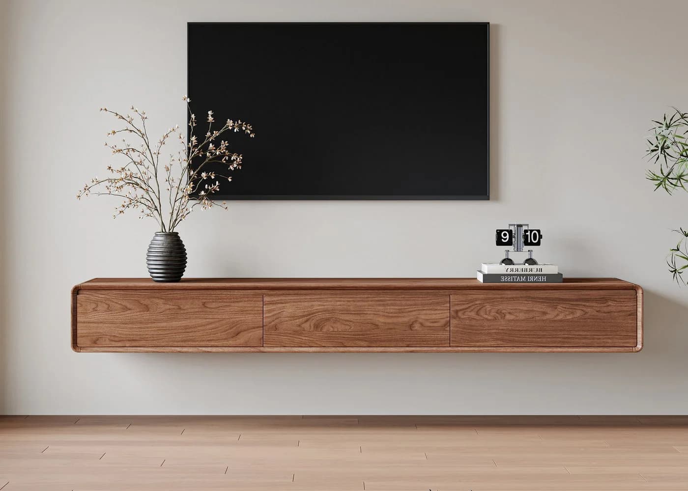 oleyluckidea TV-Schrank Moderner Walnuss TV Board mit 3 Schubladen - Bild 2