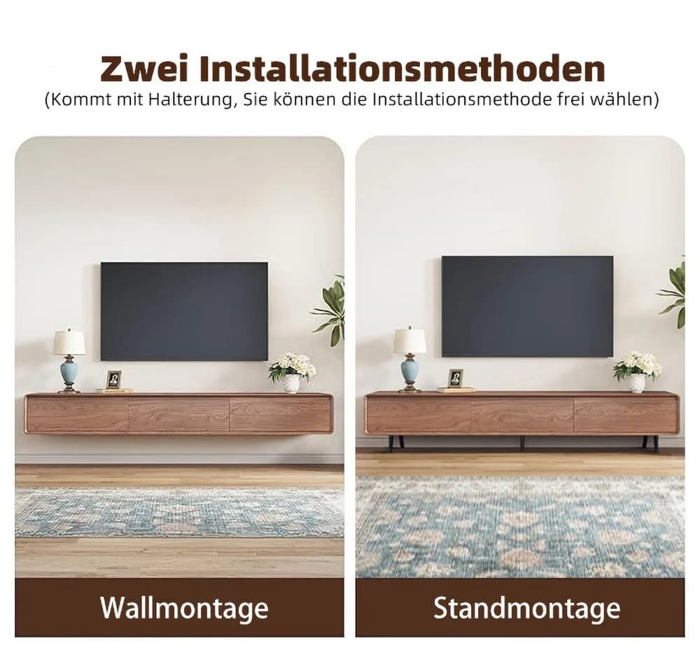 oleyluckidea TV-Schrank Moderner Walnuss TV Board mit 3 Schubladen - Bild 4