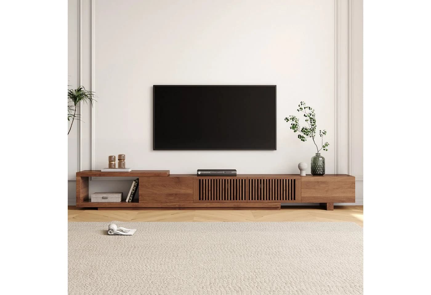 oleyluckidea TV-Schrank Mid-Century Schwarz Braun