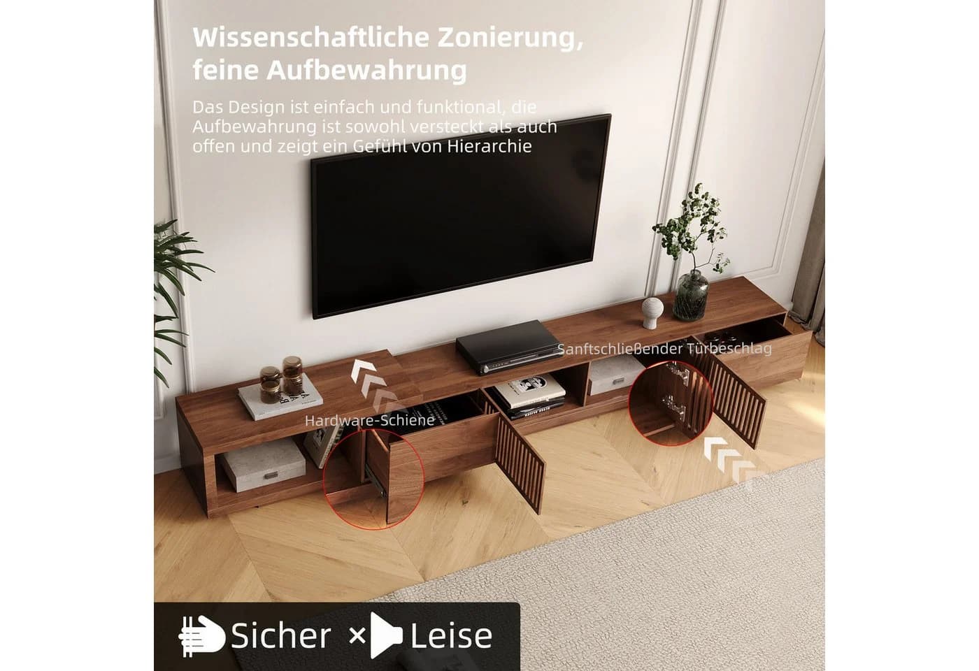 oleyluckidea TV-Schrank Mid-Century Schwarz Braun - Bild 4