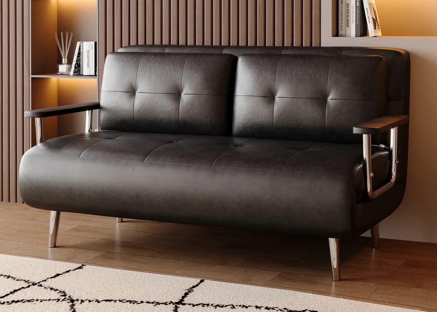 oleyluckidea Schlafsofa 2-Sitzer Braun Lederoptik mit Schlaffunktion - Bild 2