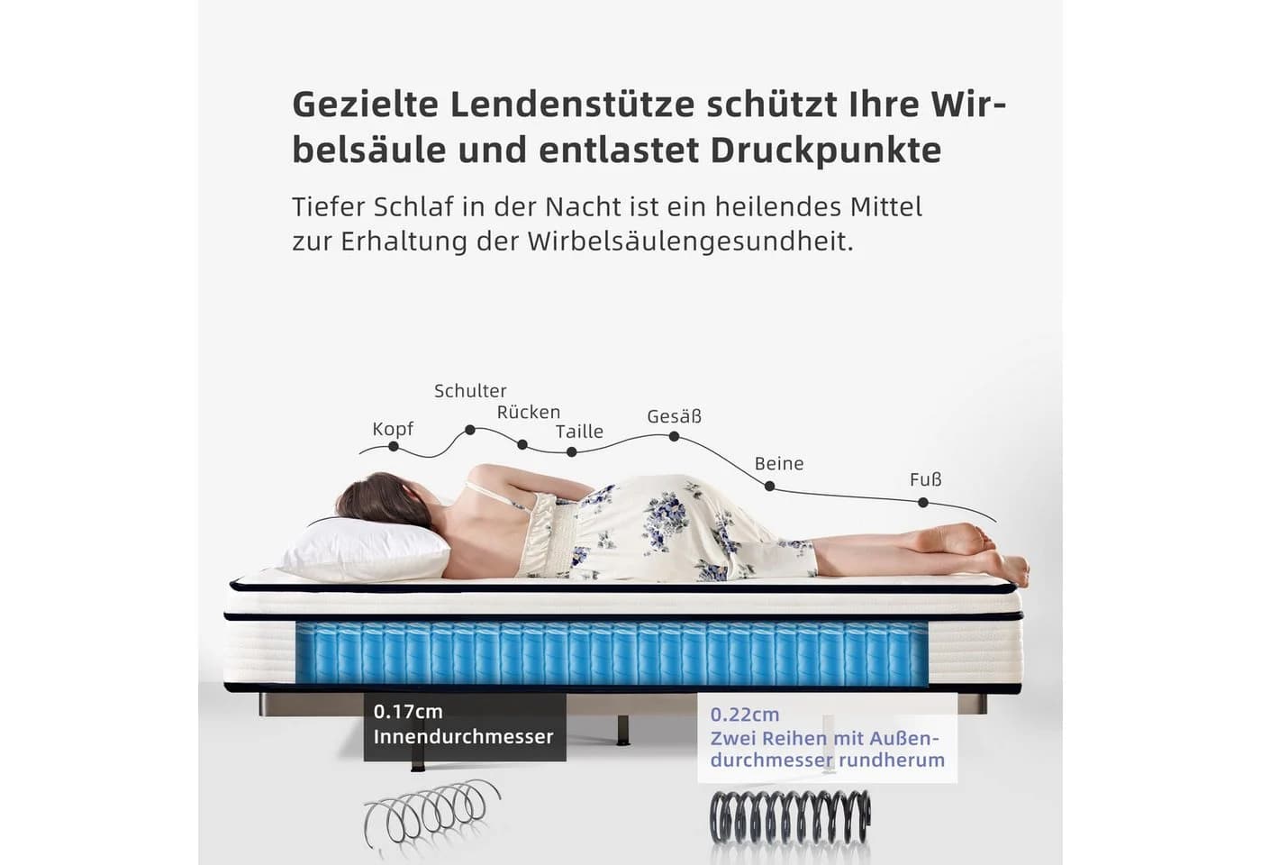 oleyluckidea 7-Zonen Taschenfederkernmatratze Tencel-Bezug - Bild 5