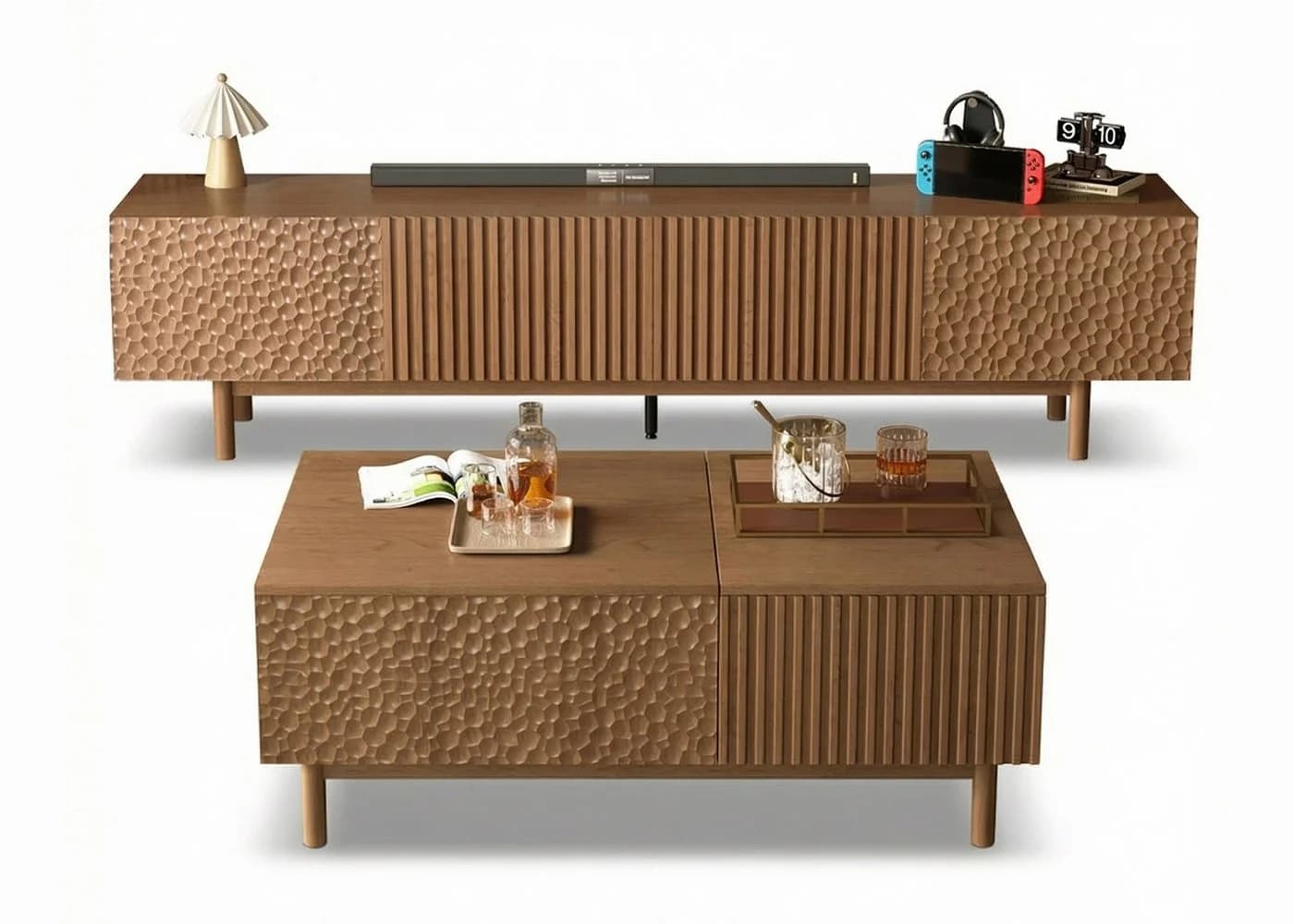 oleyluckidea TV-Schrank Modern Nussbaum 180/240 cm - Bild 2