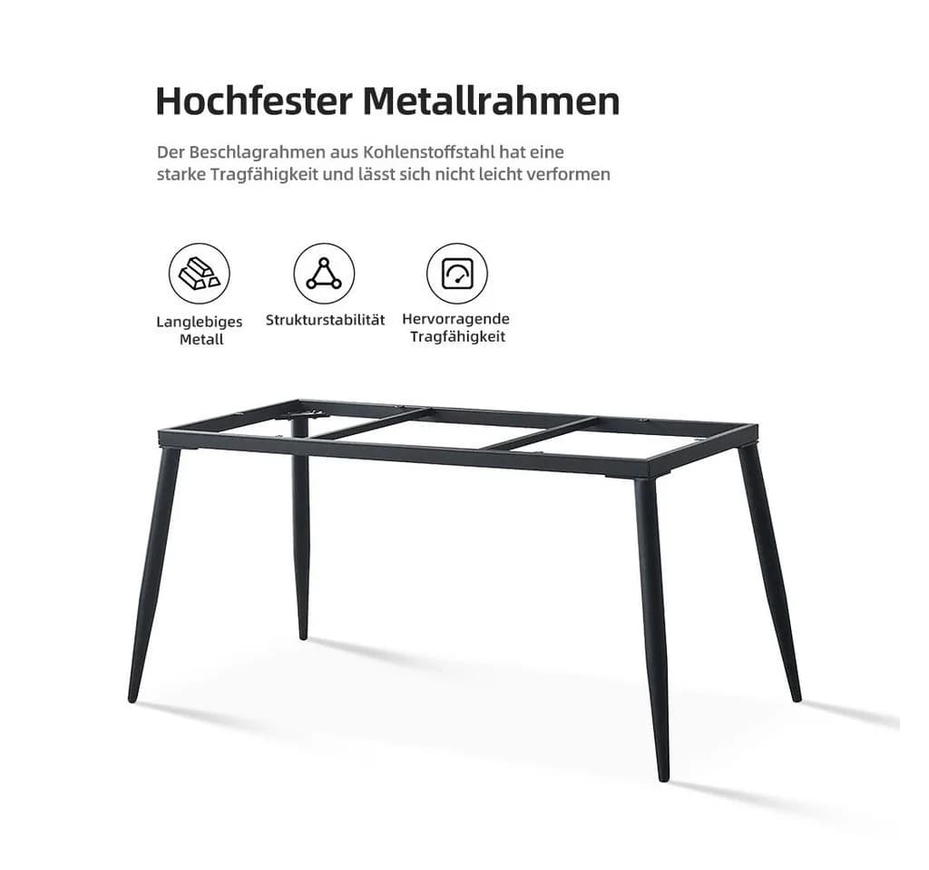 oleyluckidea Esstisch Weiß Stein Karbonstahl Modern - Bild 5