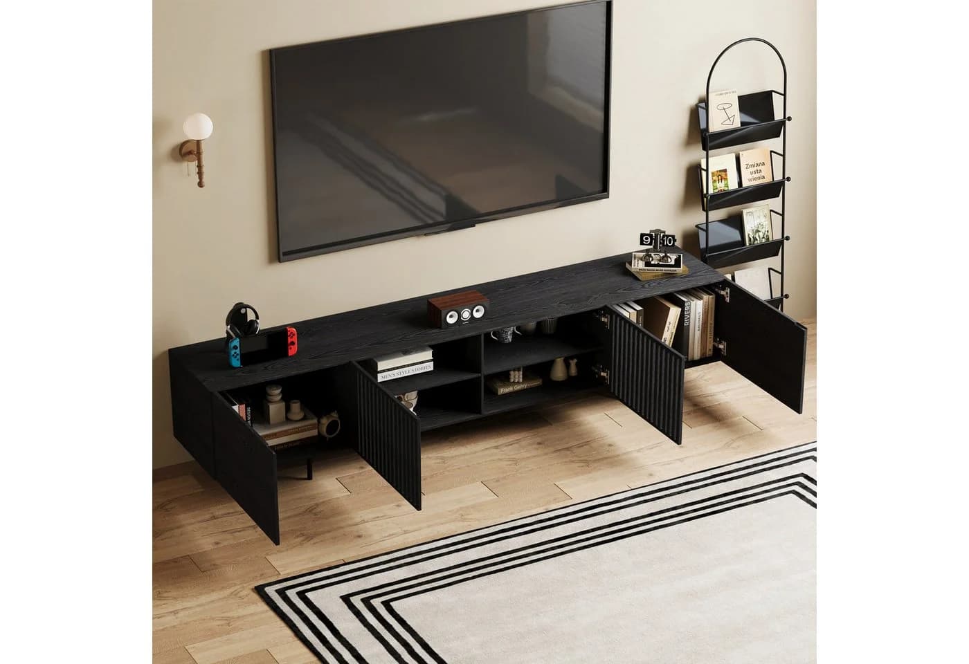 oleyluckidea TV-Schrank Mid-Century Walnuss mit Stauraum - Bild 3