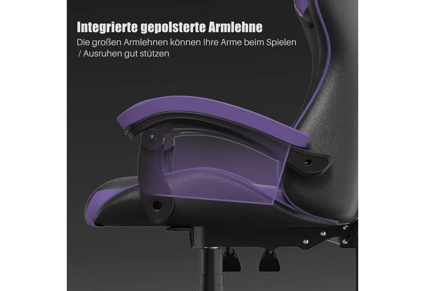 Gywowken Gaming-Stuhl Ergonomisch Lila Höhenverstellbar - Bild 4