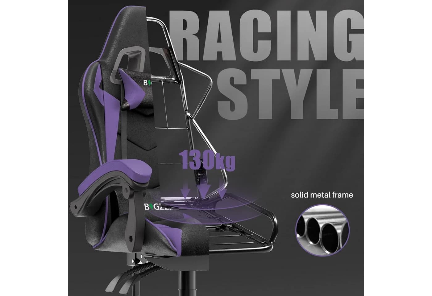 Gywowken Gaming-Stuhl Ergonomisch Lila Höhenverstellbar - Bild 5
