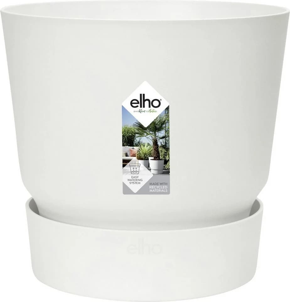 Elho Blumentopf Greenville Ø 30 cm Weiß mit integriertem Wasserbehälter