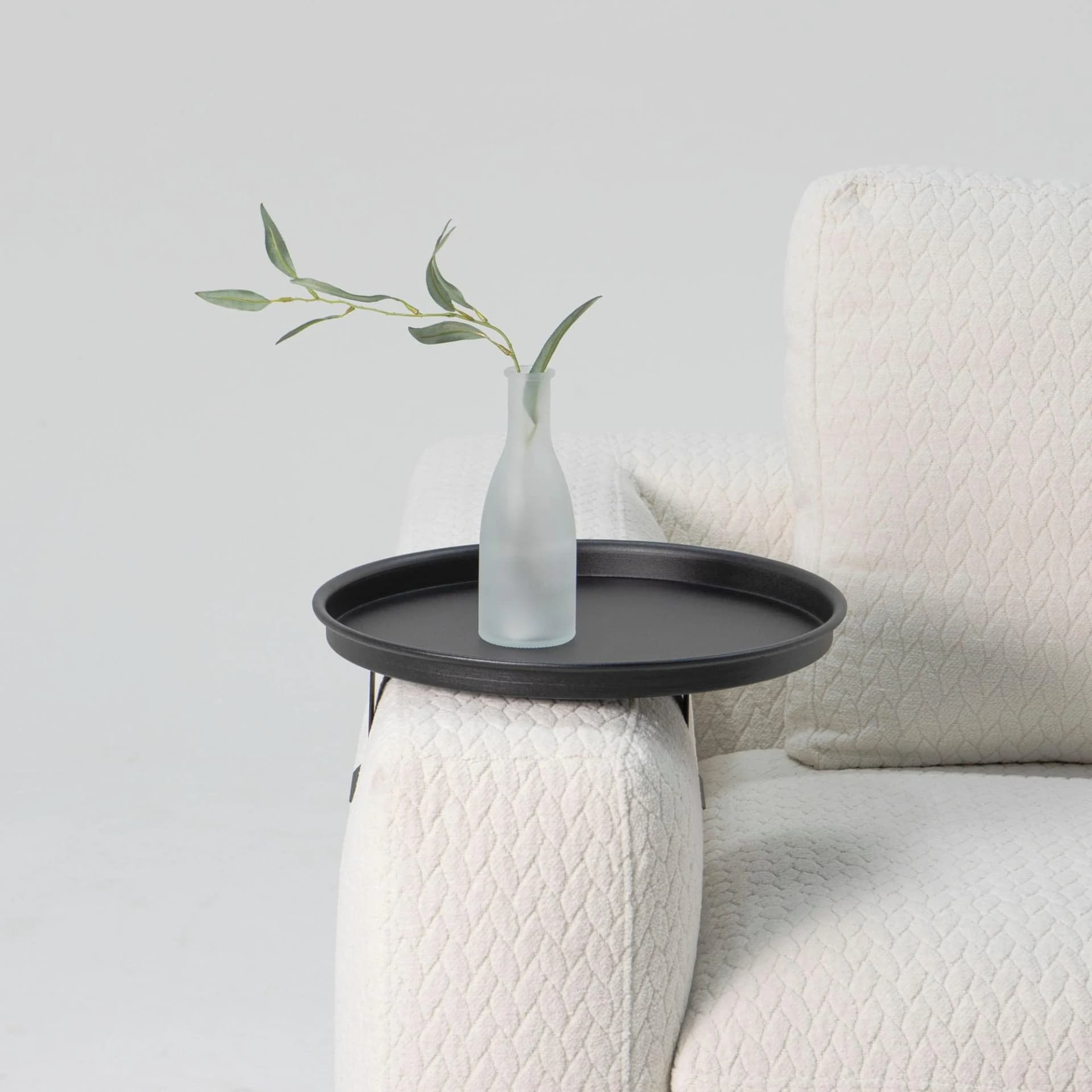 Tabletttisch aus Stahl, schwarz, rund